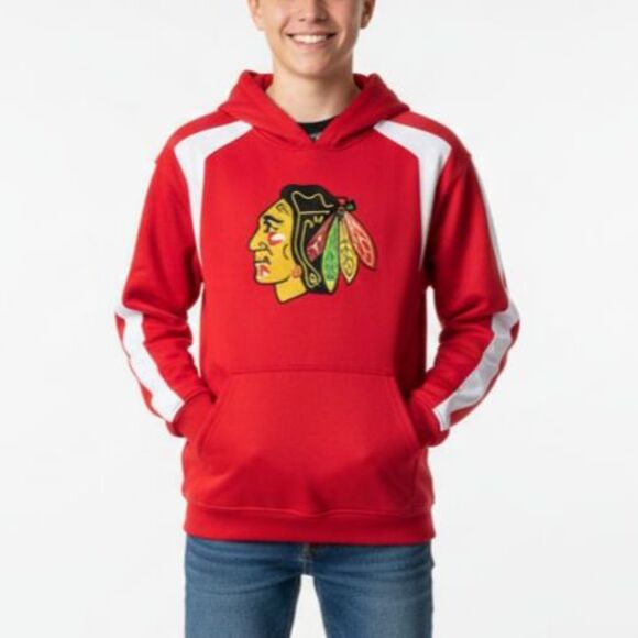 My NHL Youth Chicago Blackhawks Hockey Red White Embroidered Logo Hoodie Size XL - Picture 1 of 14